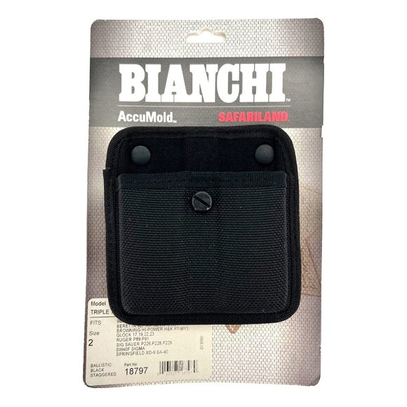 Bianchi Accumold Triple Threat II Magazine Pouch 7320 Size 2 For 9MM/.40 Black - Picture 1 of 11
